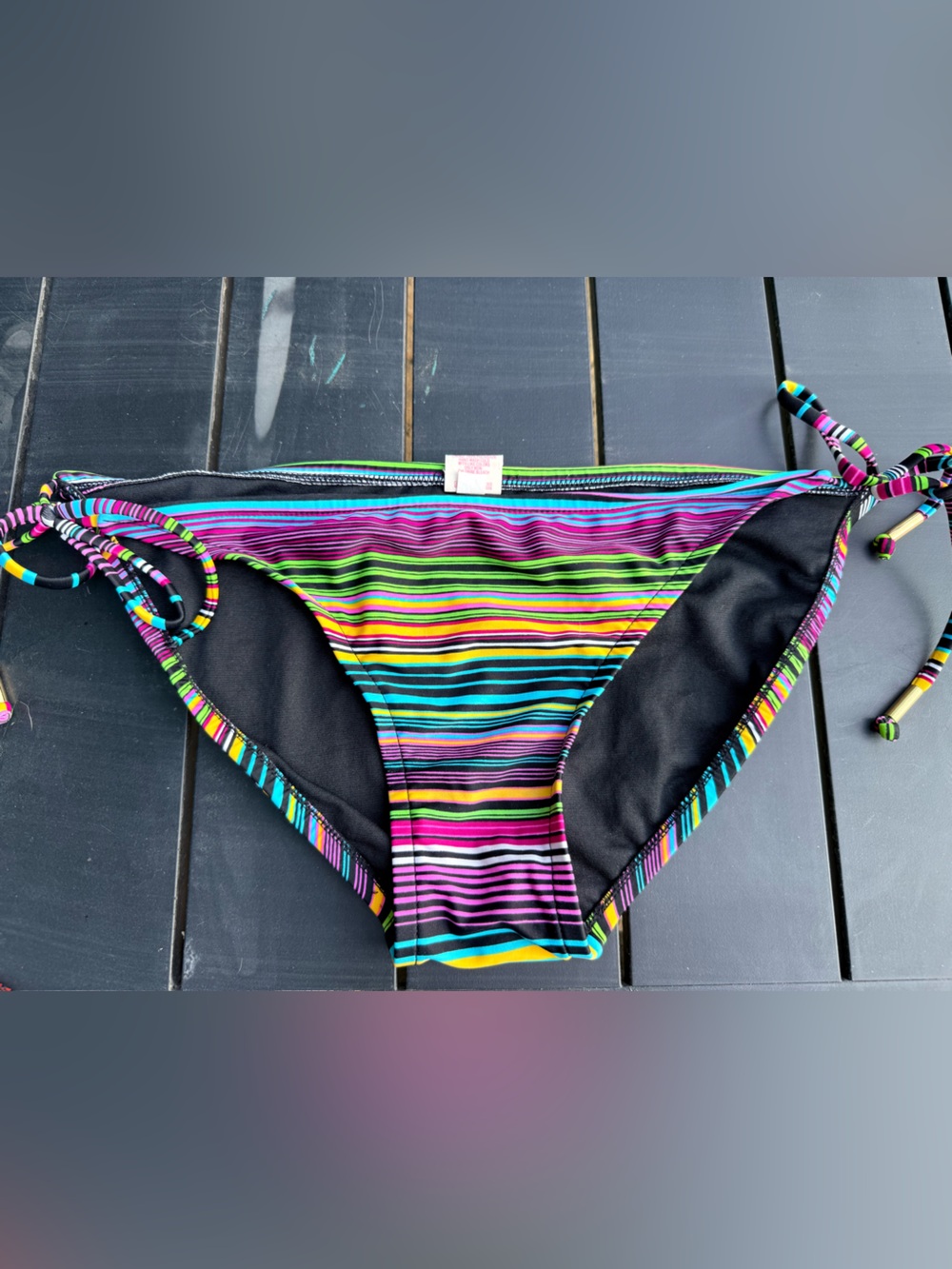 Xhilaration Womens Multi Color Striped Side Tie Bikini Bottoms Size L